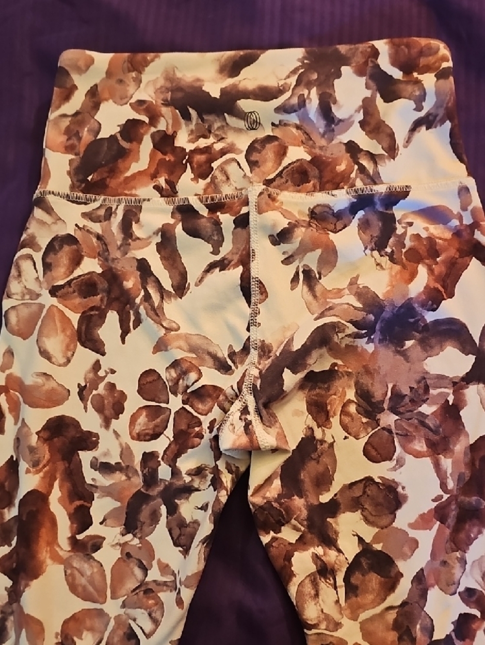 Source Unknown Floral Pink and Brown Leggings - Picture 3 of 4